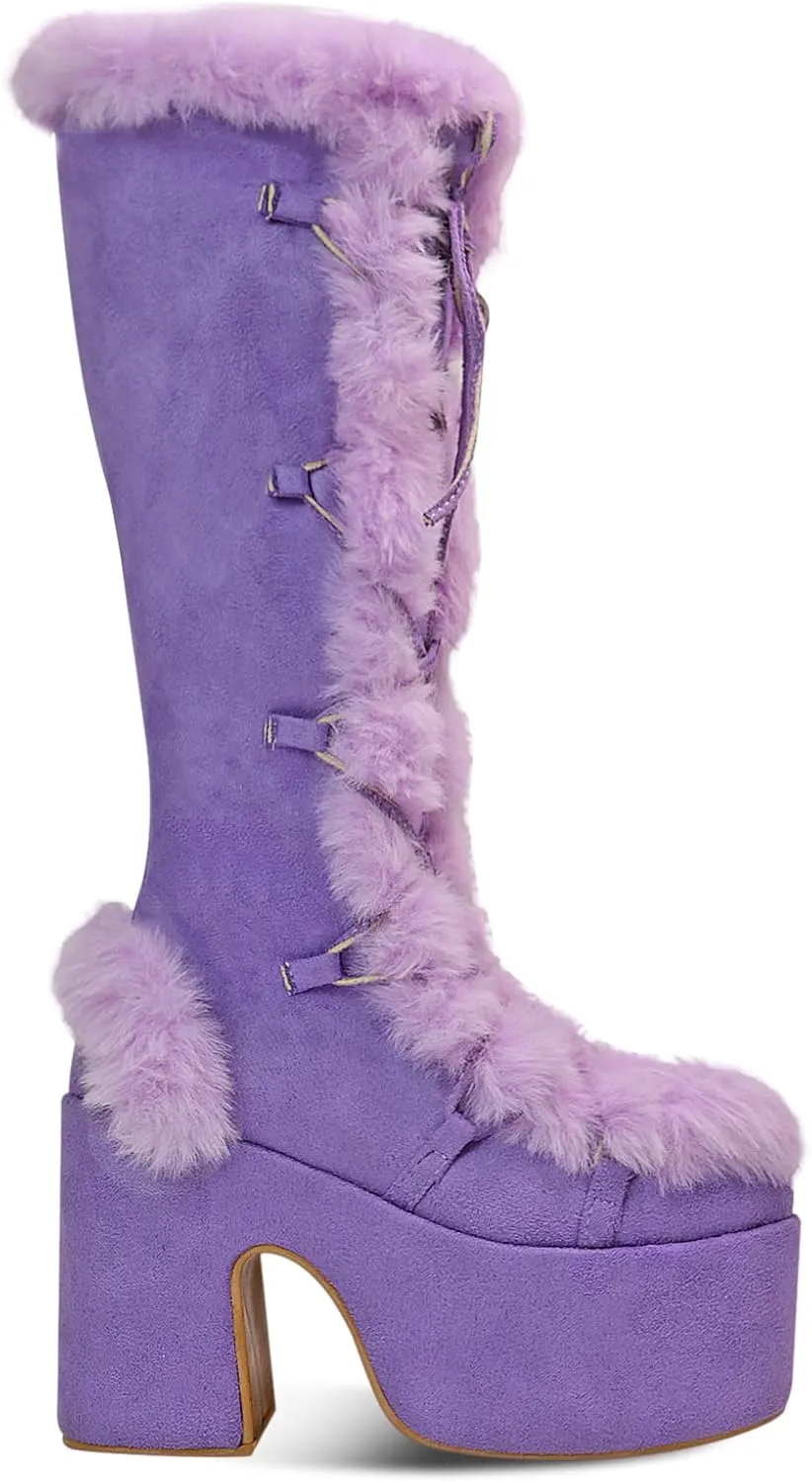 IMPREMEY Knee High Boots For Women， With Side Zipper Punk Gothic Thick-Soled Platform Boots…