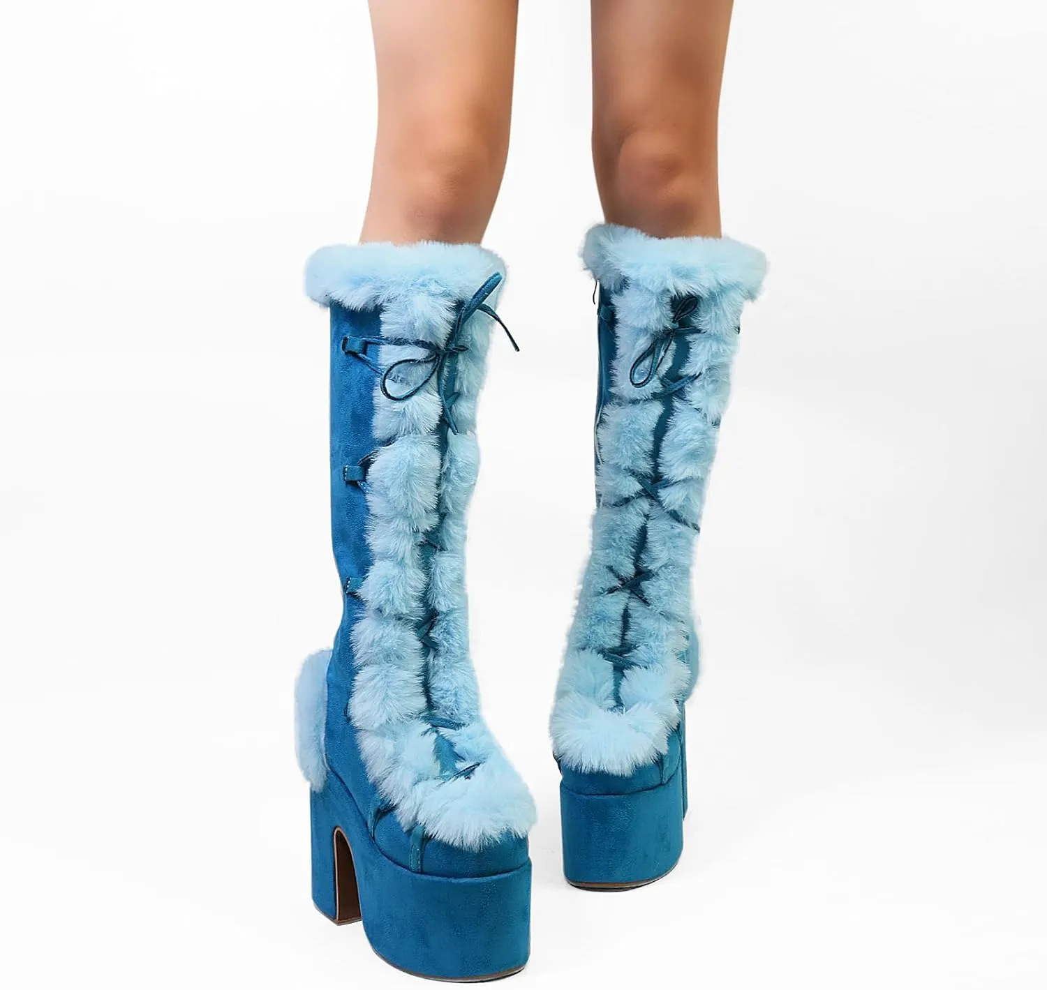 IMPREMEY Knee High Boots For Women， With Side Zipper Punk Gothic Thick-Soled Platform Boots…