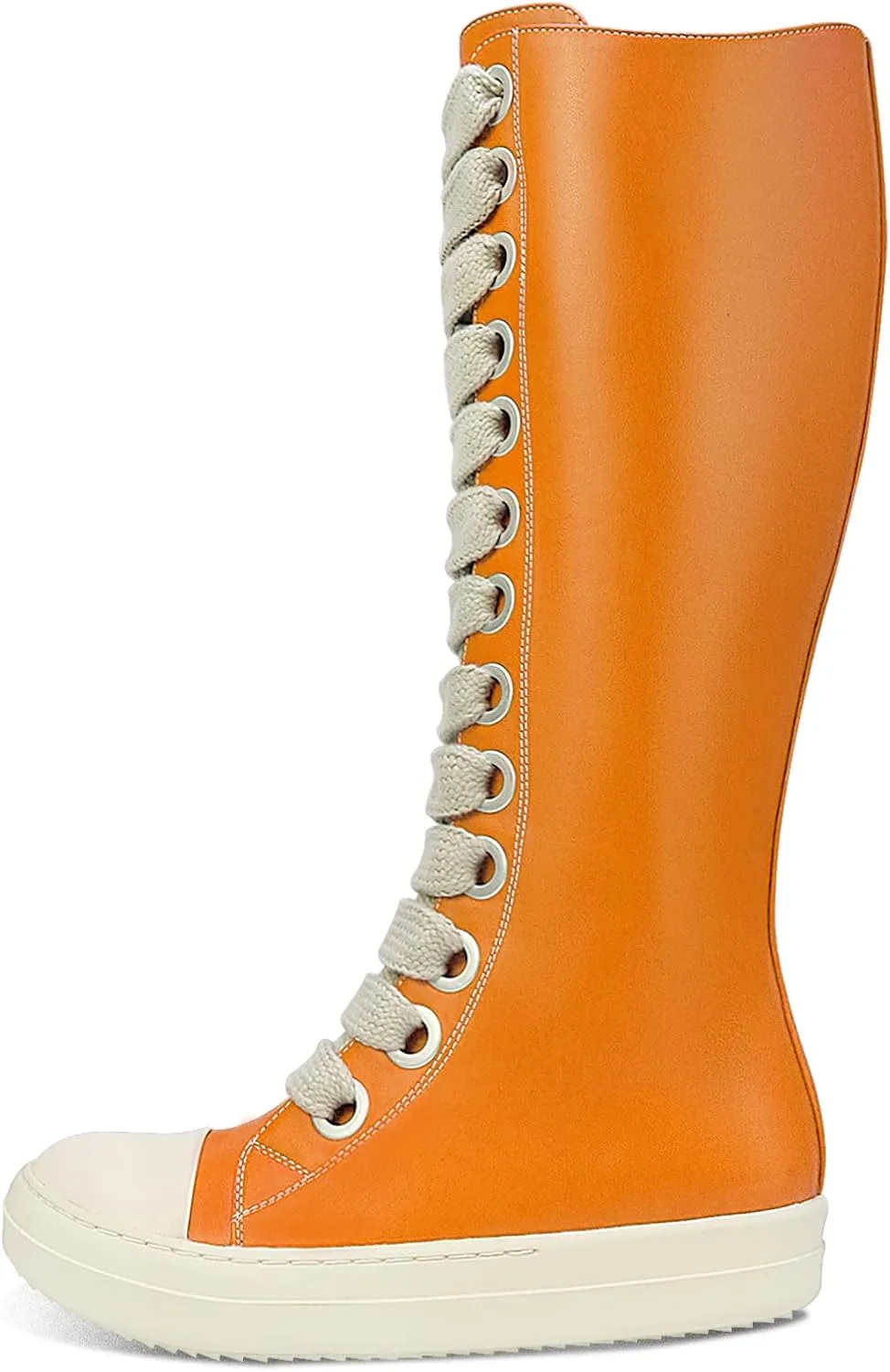 IMPREMEY Womens Knee-High School Bicycling Boots Thick Laces Comfort Platform Walking Boots with Zipper Campus Campaigns Boots