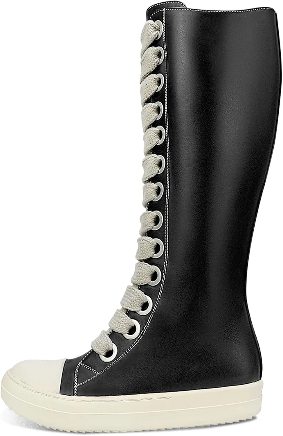 IMPREMEY Womens Knee-High School Bicycling Boots Thick Laces Comfort Platform Walking Boots with Zipper Campus Campaigns Boots