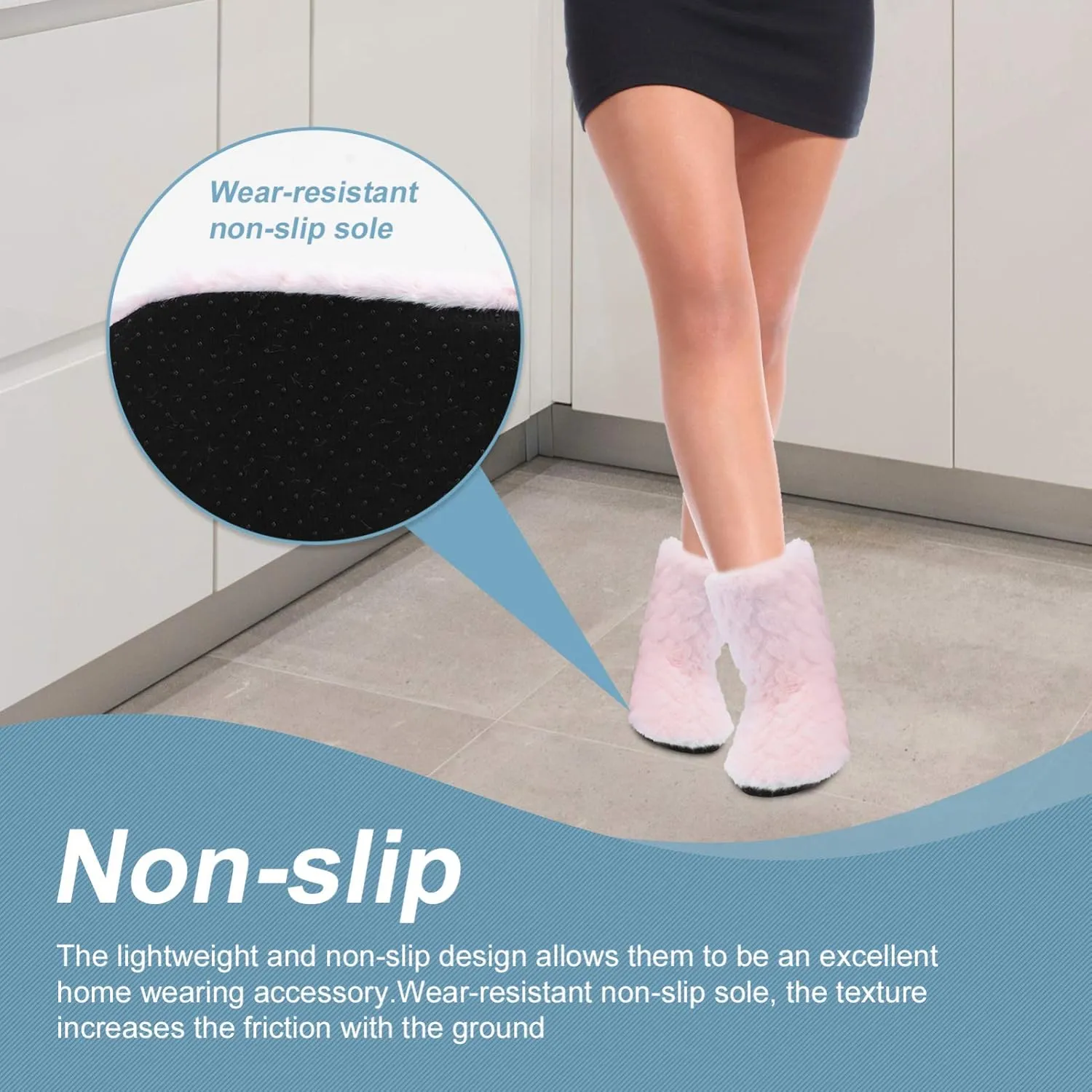 Indoor Warm Floor Footwear Thickened High Tube Floor Boots Furry House Anti- slip Slippers For Lady Women