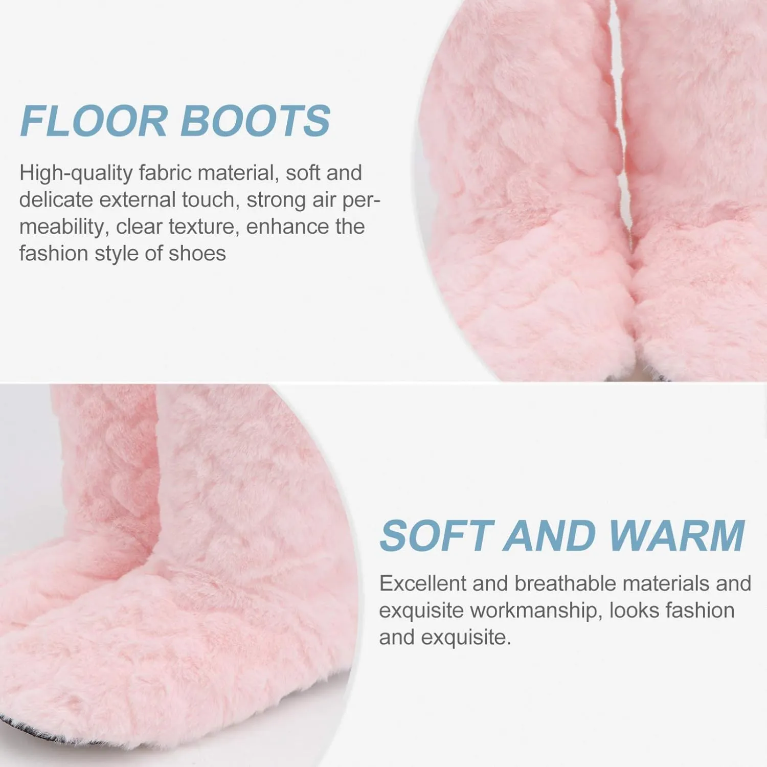 Indoor Warm Floor Footwear Thickened High Tube Floor Boots Furry House Anti- slip Slippers For Lady Women