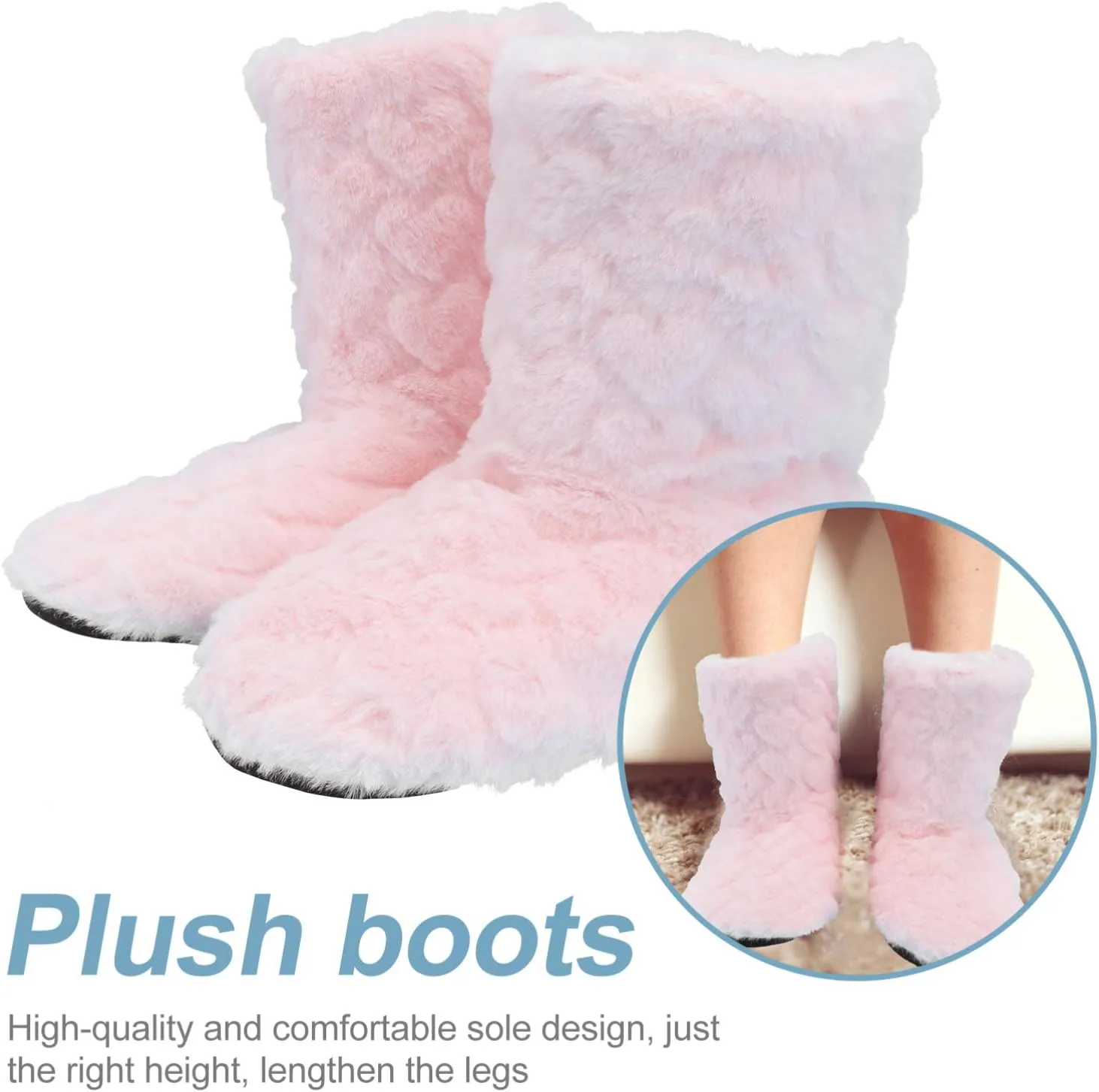 Indoor Warm Floor Footwear Thickened High Tube Floor Boots Furry House Anti- slip Slippers For Lady Women