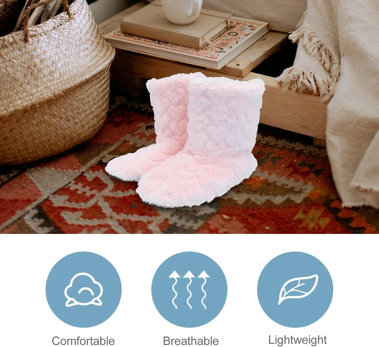 Indoor Warm Floor Footwear Thickened High Tube Floor Boots Furry House Anti- slip Slippers For Lady Women