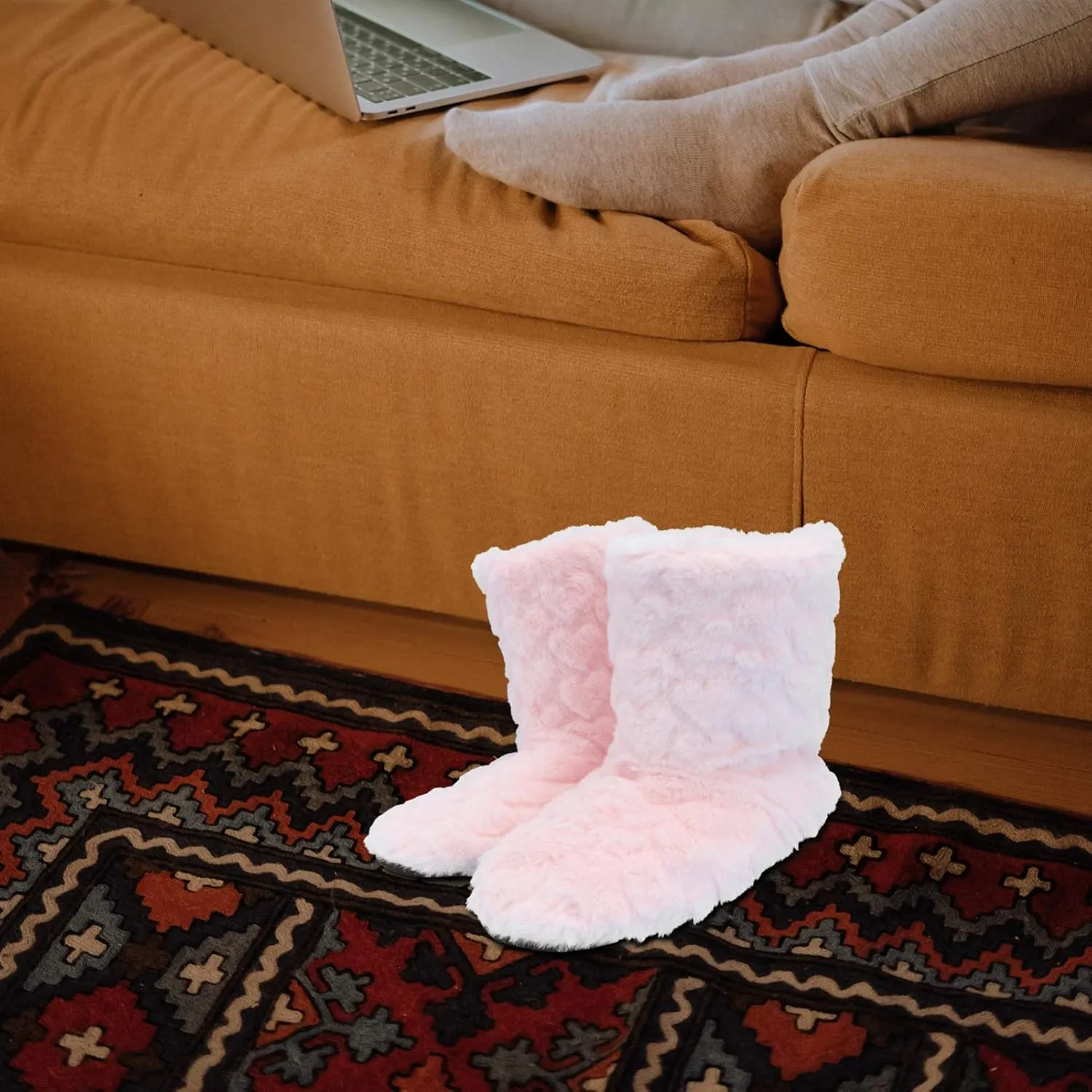 Indoor Warm Floor Footwear Thickened High Tube Floor Boots Furry House Anti- slip Slippers For Lady Women