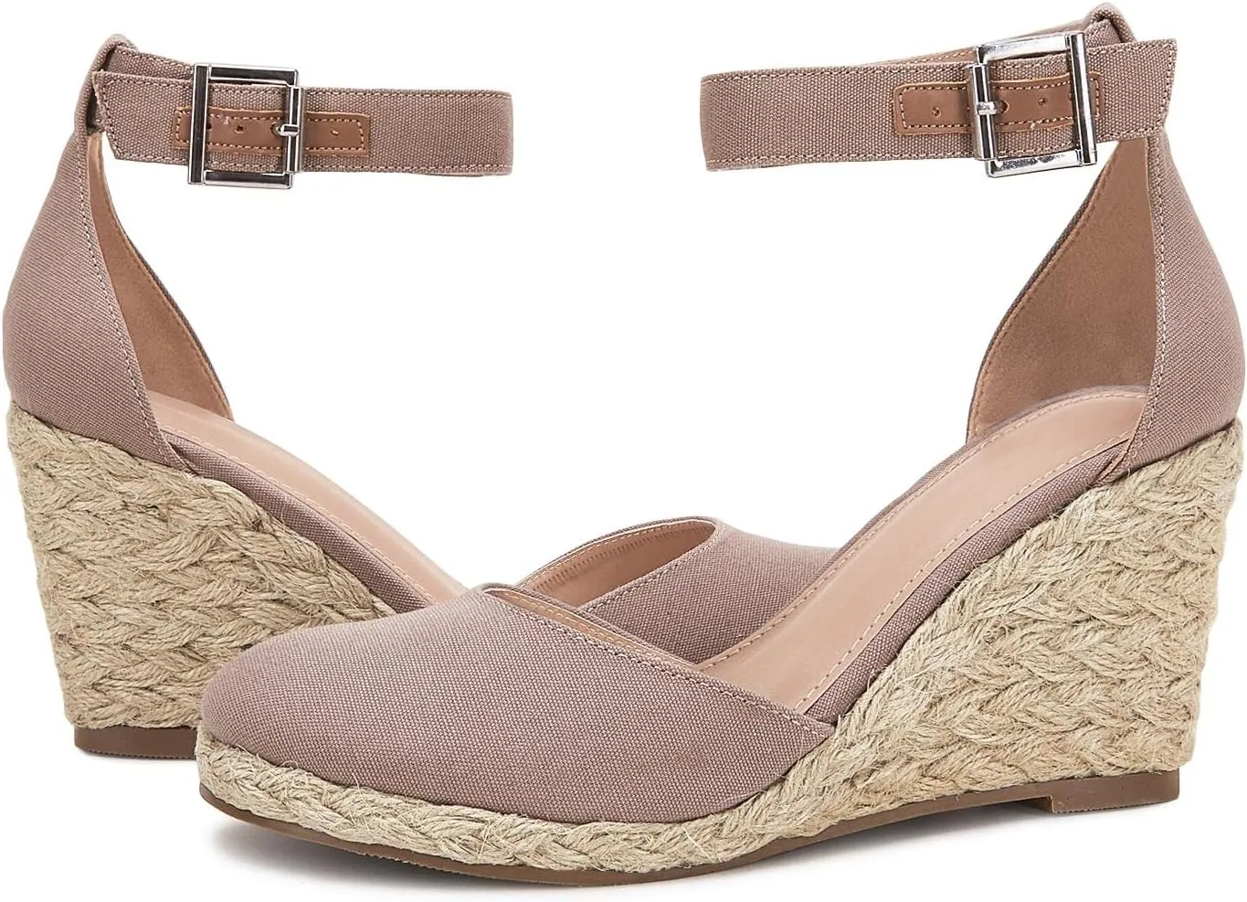 JeimPoey Womens Wedges Espadrilles Sandals Closed Toe Platform Ankle Strap Beach Sandals