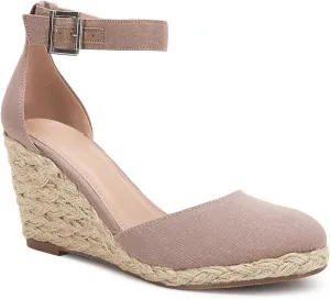 JeimPoey Womens Wedges Espadrilles Sandals Closed Toe Platform Ankle Strap Beach Sandals