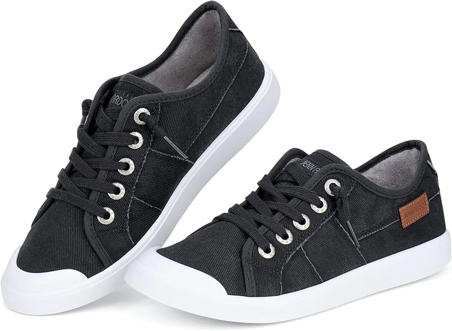 JENN ARDOR Slip-on Canvas Fashion Sneakers for Womens Comfortable Casual Walking Flats Elastic Stylish Cute Lightweight Shoes