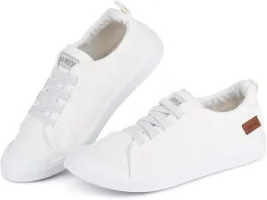 JENN ARDOR Slip-on Canvas Fashion Sneakers for Womens Comfortable Casual Walking Flats Elastic Stylish Cute Lightweight Shoes