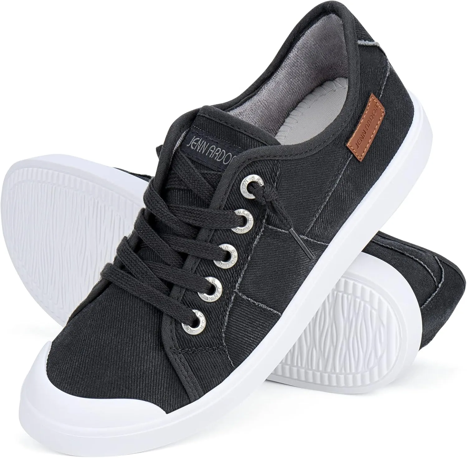 JENN ARDOR Slip-on Canvas Fashion Sneakers for Womens Comfortable Casual Walking Flats Elastic Stylish Cute Lightweight Shoes