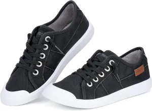 JENN ARDOR Slip-on Canvas Fashion Sneakers for Womens Comfortable Casual Walking Flats Elastic Stylish Cute Lightweight Shoes