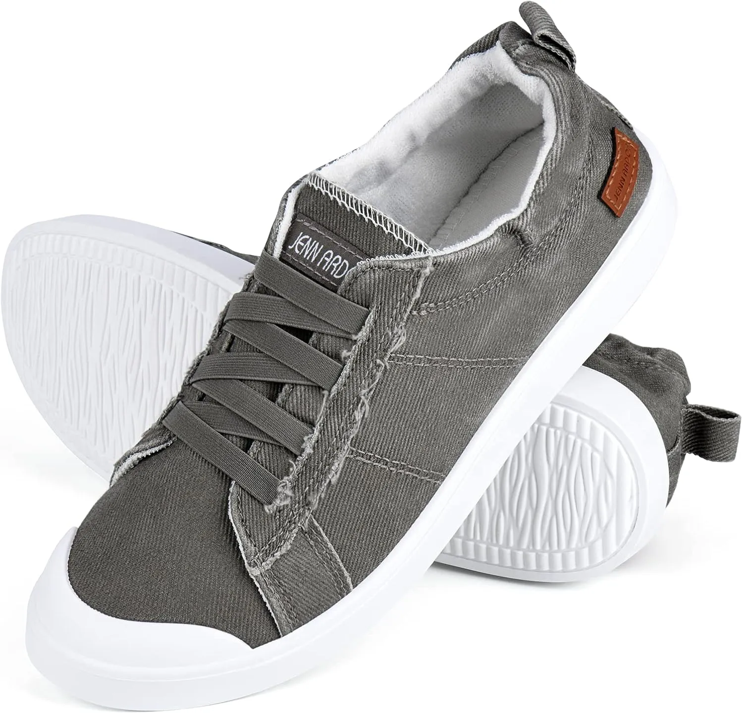 JENN ARDOR Slip-on Canvas Fashion Sneakers for Womens Comfortable Casual Walking Flats Elastic Stylish Cute Lightweight Shoes