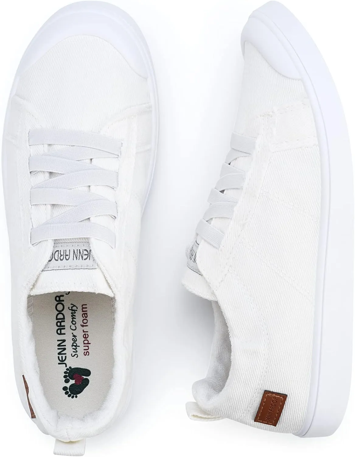 JENN ARDOR Slip-on Canvas Fashion Sneakers for Womens Comfortable Casual Walking Flats Elastic Stylish Cute Lightweight Shoes