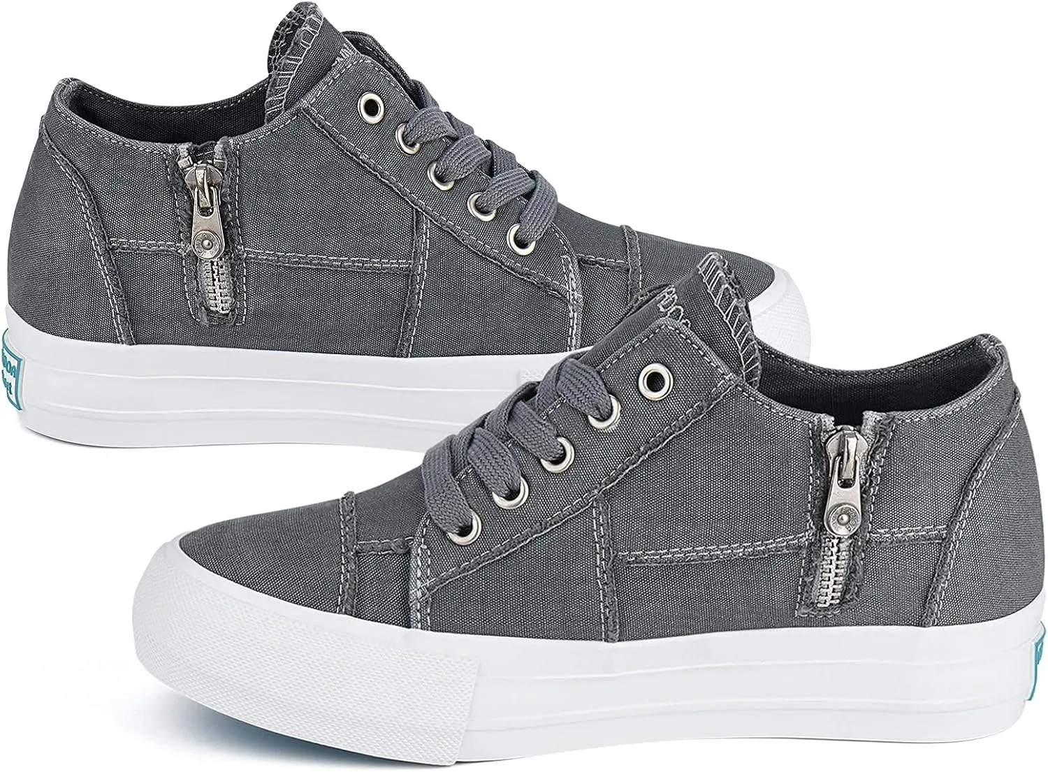 JENN ARDOR Wedge Sneakers for Women Fashion Canvas Shoes Casual Platform Hidden Heel Womens Slip On Sneaker Non Slip Side Zipper