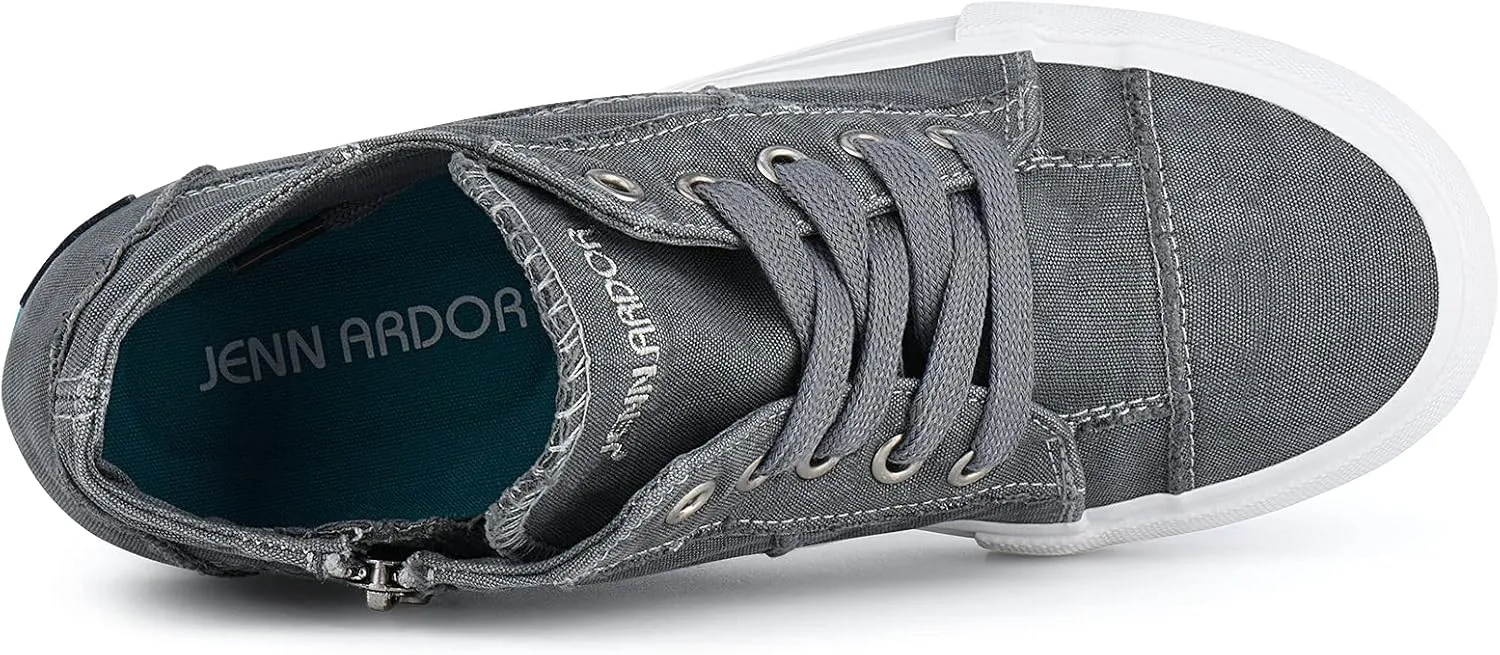 JENN ARDOR Wedge Sneakers for Women Fashion Canvas Shoes Casual Platform Hidden Heel Womens Slip On Sneaker Non Slip Side Zipper