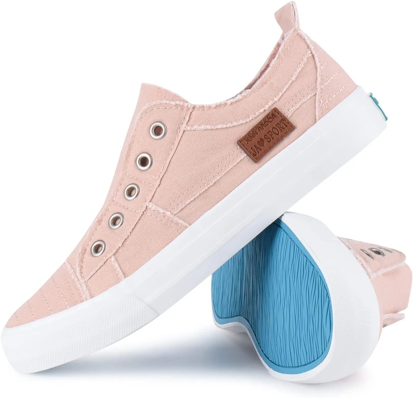 JENN ARDOR Womens Fall Slip On Fashion Sneakers No Laces Comfortable Casual Low Canvas Sneakers Flats Walking Shoes