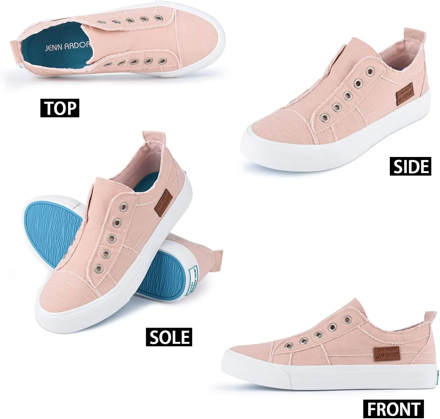 JENN ARDOR Womens Fall Slip On Fashion Sneakers No Laces Comfortable Casual Low Canvas Sneakers Flats Walking Shoes