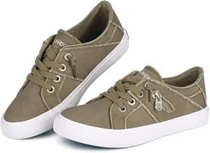 JENN ARDOR Women's Fashion Slip on Sneakers Tennis Shoes Non Slip Casual Canvas Shoes for Women Comfortable Walking Shoes Low Top Sneakers Flats with Zipper