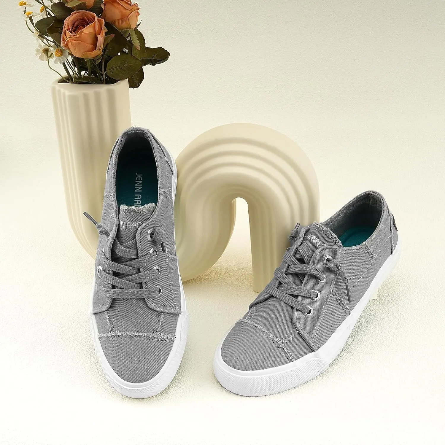 JENN ARDOR Womens Slip On Sneakers Low Tops Canvas Shoes for Women Casual Tennis Shoes Play Sneakers Fashion Shoes