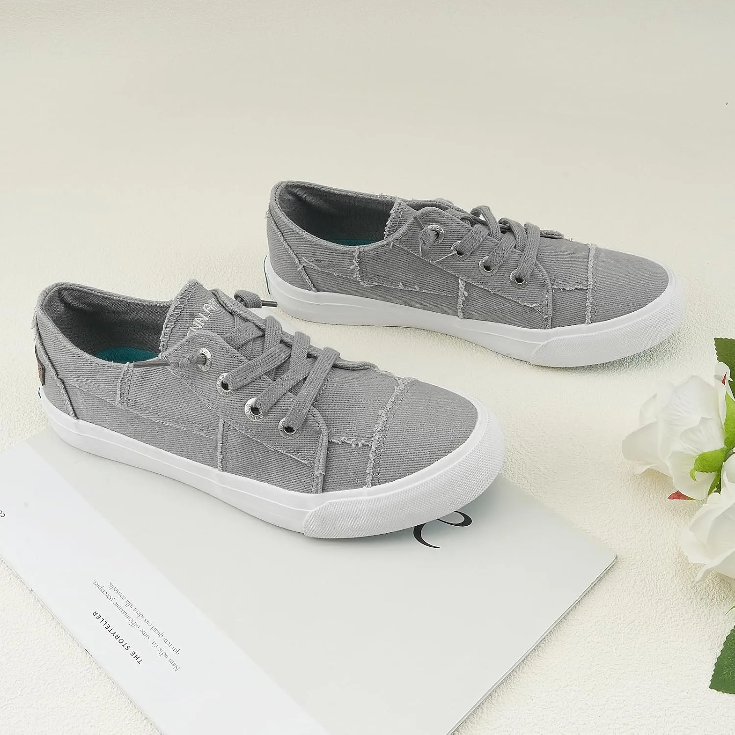 JENN ARDOR Womens Slip On Sneakers Low Tops Canvas Shoes for Women Casual Tennis Shoes Play Sneakers Fashion Shoes