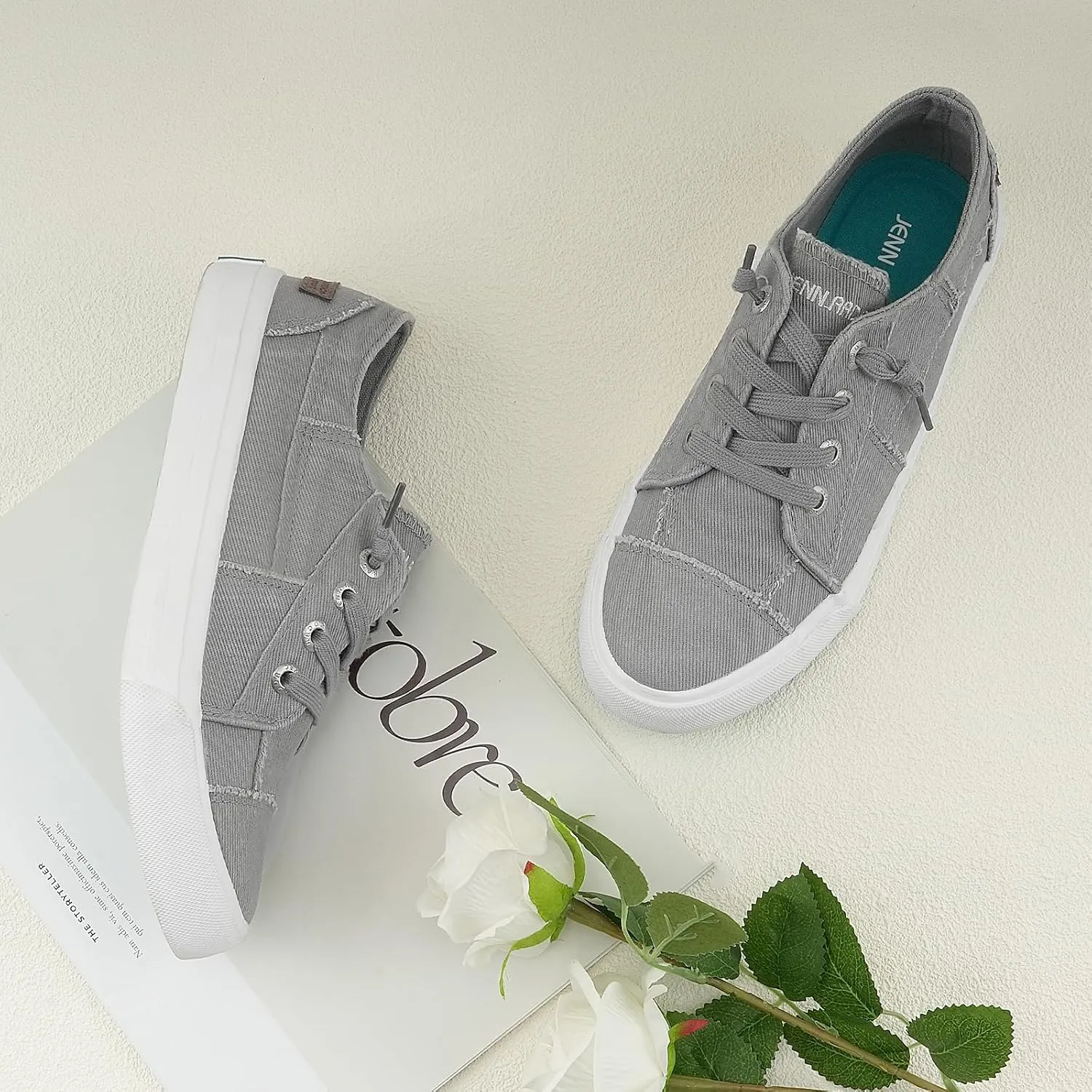 JENN ARDOR Womens Slip On Sneakers Low Tops Canvas Shoes for Women Casual Tennis Shoes Play Sneakers Fashion Shoes