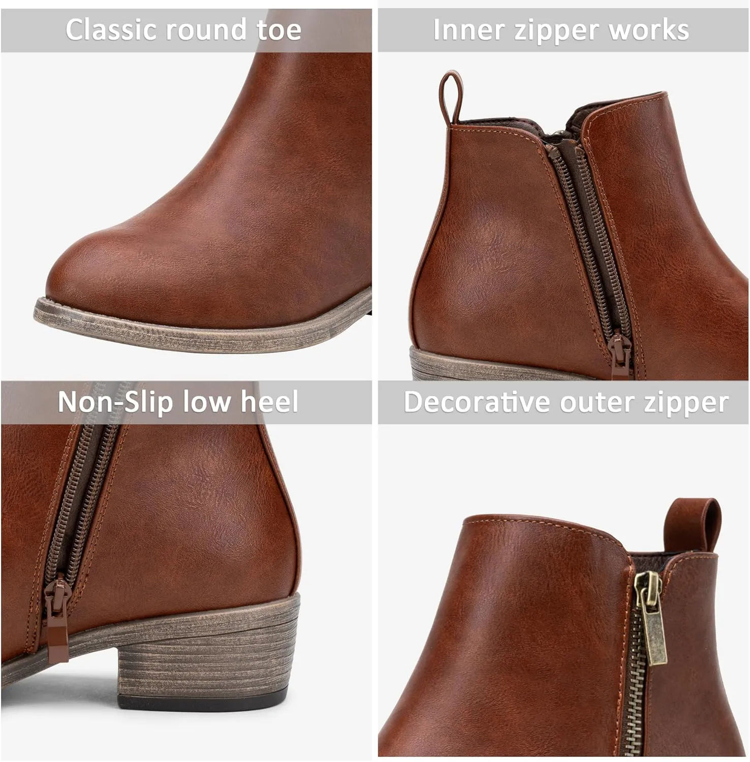 Jeossy Women's Ankle Boots, Classic Low Heeled Short Booties, Casual Comfortable Boots
