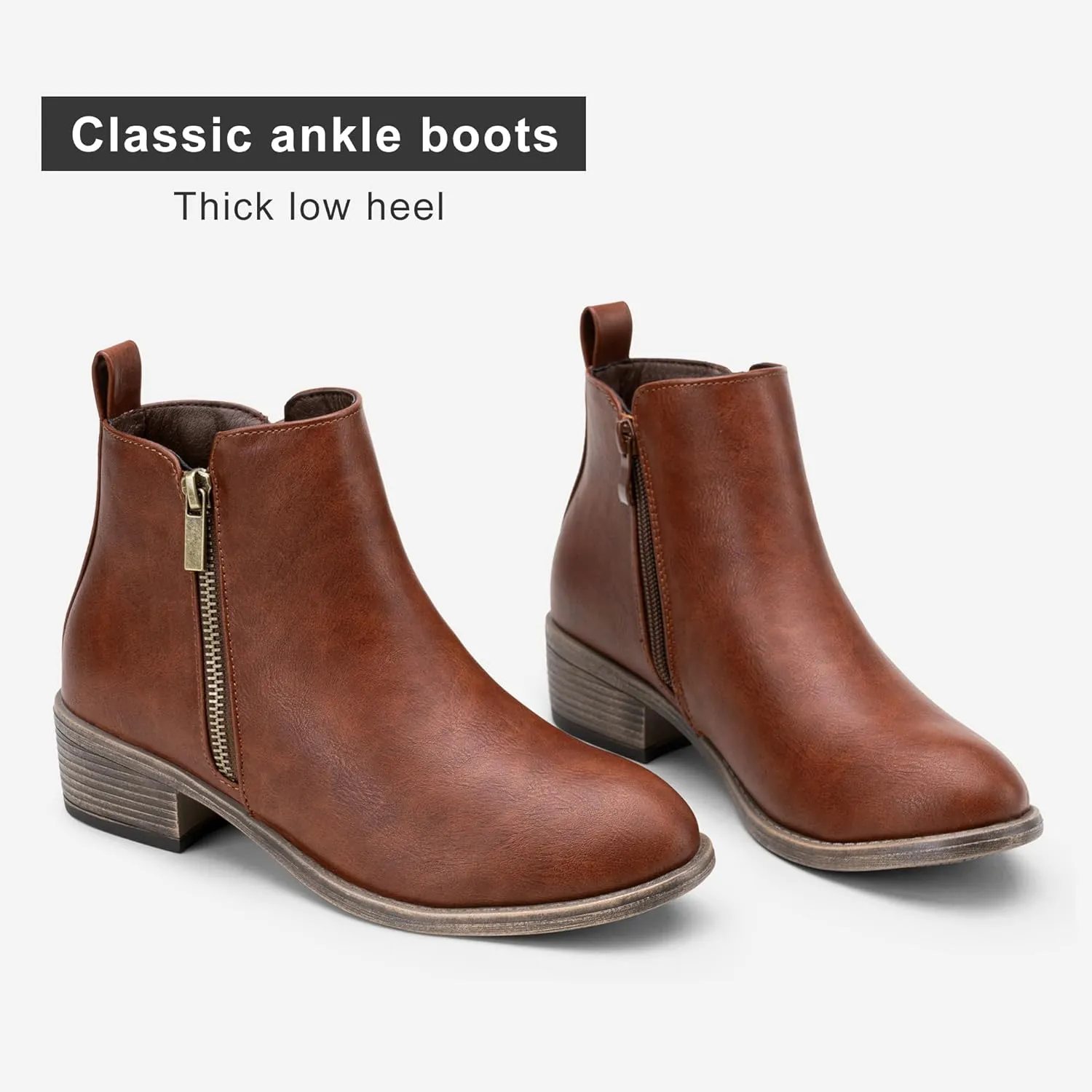 Jeossy Women's Ankle Boots, Classic Low Heeled Short Booties, Casual Comfortable Boots
