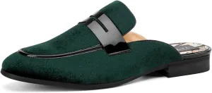 JITAI Mens Mules Velvet Slippers Slip-On Loafers for Men Casual Open Backless Sandals