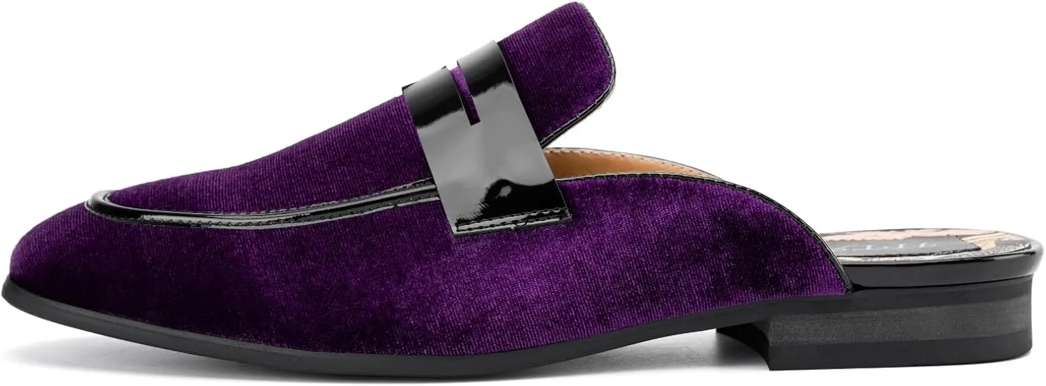 JITAI Mens Mules Velvet Slippers Slip-On Loafers for Men Casual Open Backless Sandals