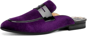 JITAI Mens Mules Velvet Slippers Slip-On Loafers for Men Casual Open Backless Sandals