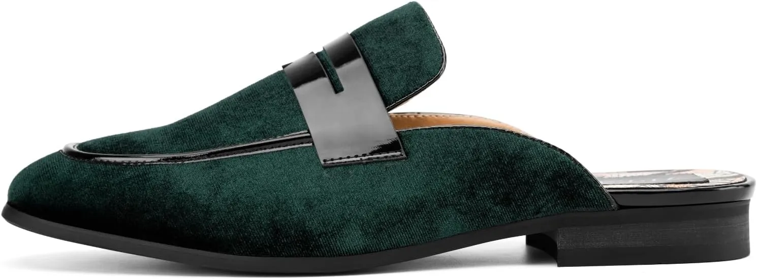 JITAI Mens Mules Velvet Slippers Slip-On Loafers for Men Casual Open Backless Sandals