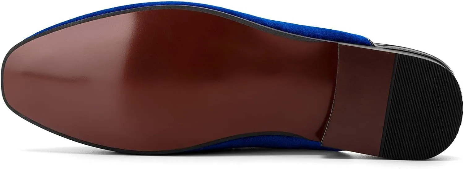JITAI Mens Mules Velvet Slippers Slip-On Loafers for Men Casual Open Backless Sandals