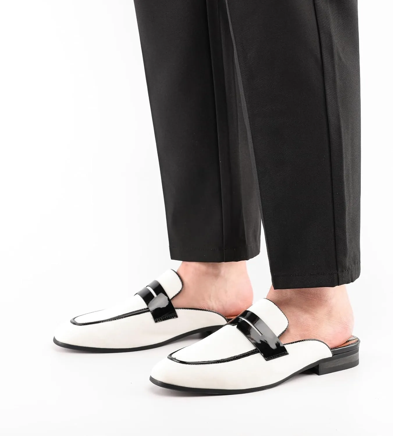 JITAI Mens Mules Velvet Slippers Slip-On Loafers for Men Casual Open Backless Sandals