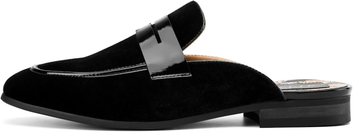 JITAI Mens Mules Velvet Slippers Slip-On Loafers for Men Casual Open Backless Sandals