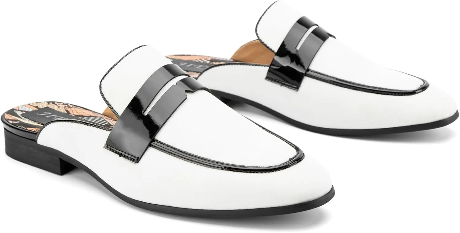 JITAI Mens Mules Velvet Slippers Slip-On Loafers for Men Casual Open Backless Sandals