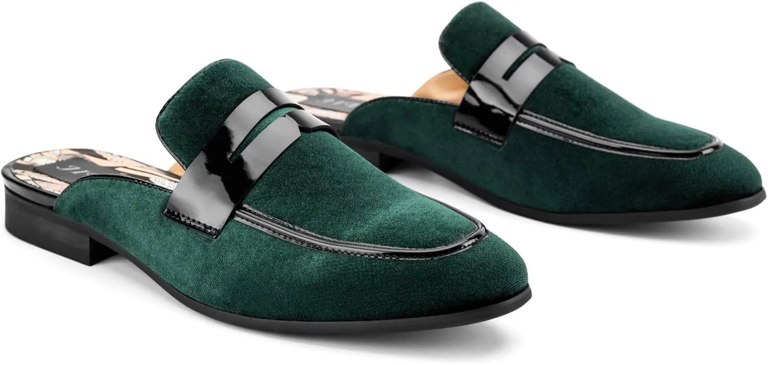 JITAI Mens Mules Velvet Slippers Slip-On Loafers for Men Casual Open Backless Sandals