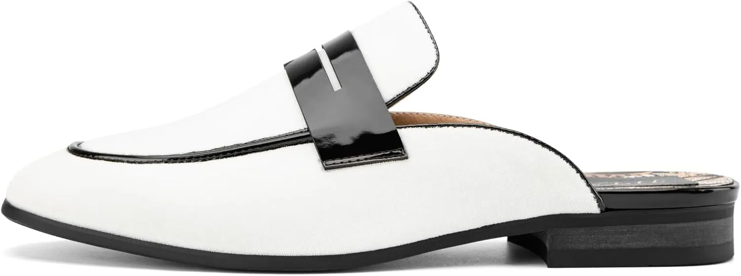JITAI Mens Mules Velvet Slippers Slip-On Loafers for Men Casual Open Backless Sandals