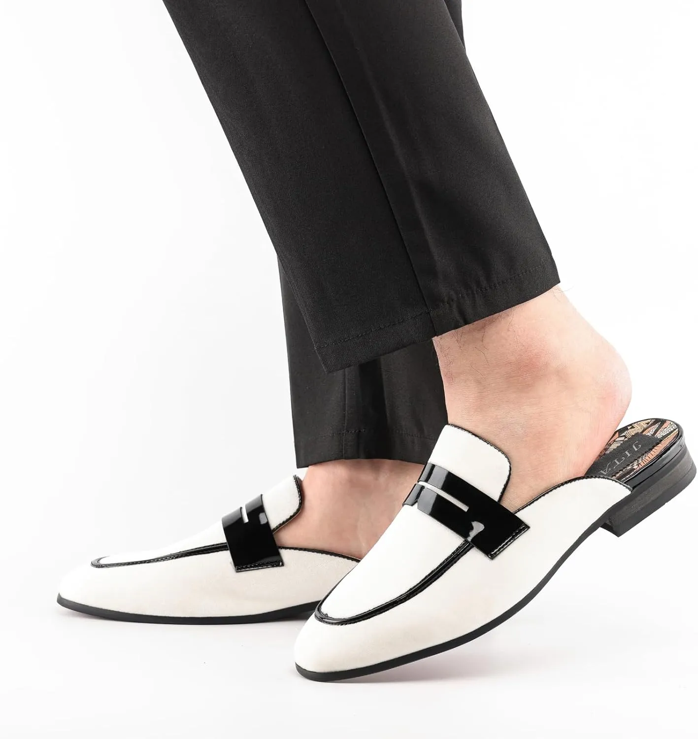 JITAI Mens Mules Velvet Slippers Slip-On Loafers for Men Casual Open Backless Sandals