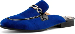 JITAI Mens Mules Velvet Slippers Slip-On Loafers for Men Casual Open Backless Sandals