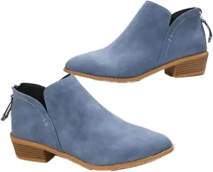 JITUUE Ankle Booties for Women,Women's Casual Dress Low Heeled Booties. V Cut Fashion Thick Heel Design Shoes