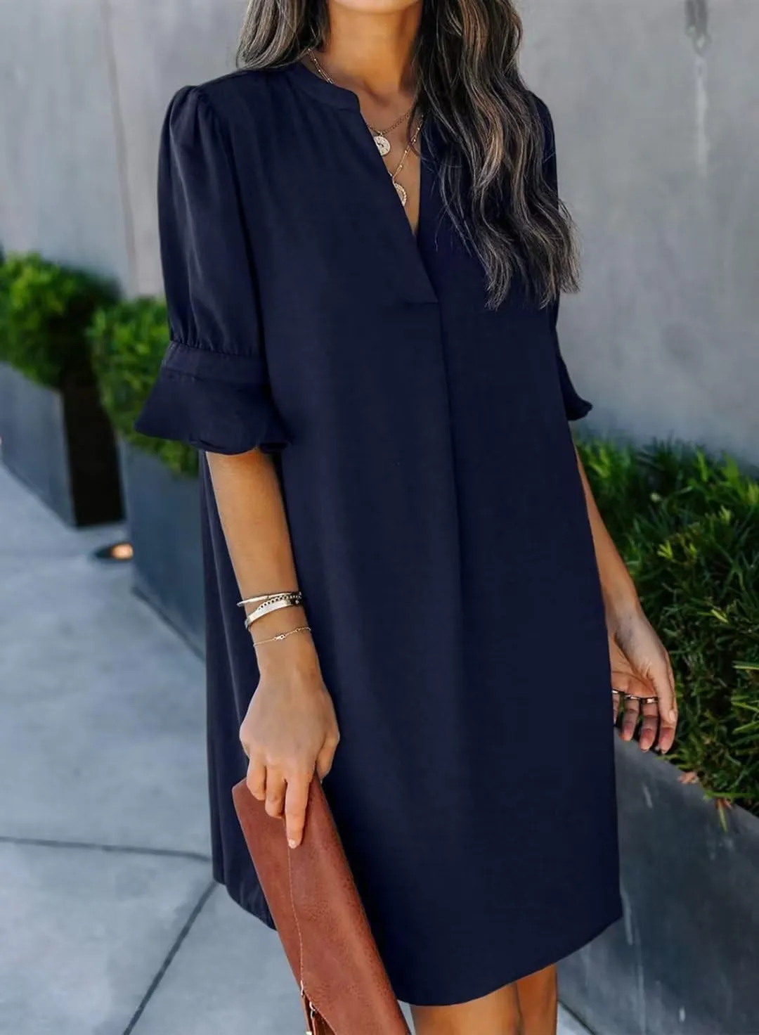 JOCAFIYE Womens Casual Dresses Short Sleeve V-Neck Dress Summer Dresses for Women 2025