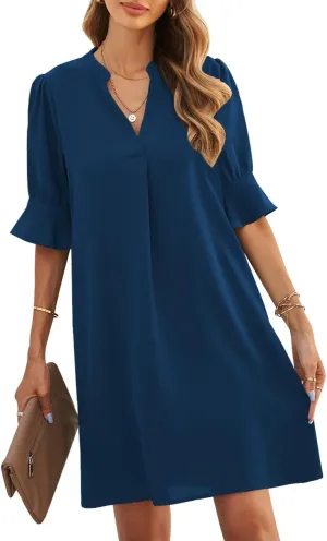 JOCAFIYE Womens Casual Dresses Short Sleeve V-Neck Dress Summer Dresses for Women 2025