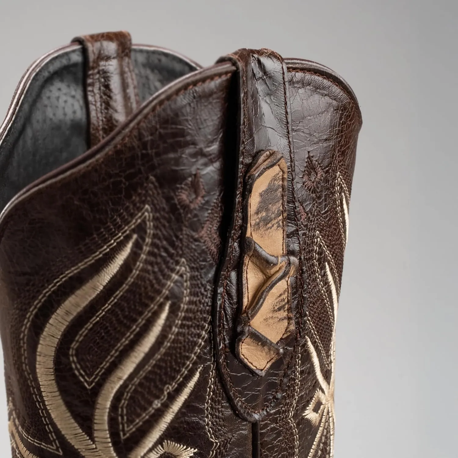 Joe Boots 708 Exotic Pirarucu Leather Print Men's Embroidered Square Toe Cowboy/Rodeo Boots Leather outsole