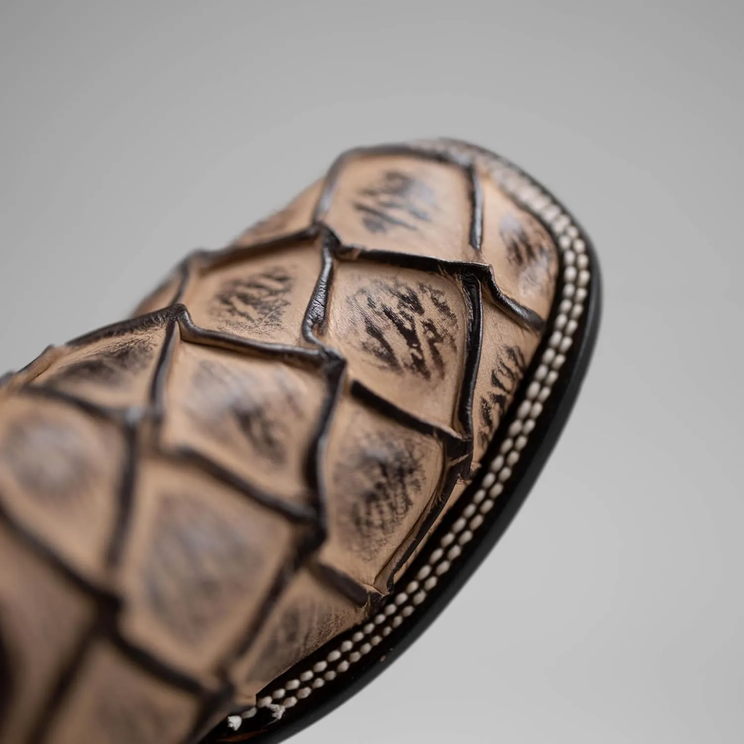 Joe Boots 708 Exotic Pirarucu Leather Print Men's Embroidered Square Toe Cowboy/Rodeo Boots Leather outsole