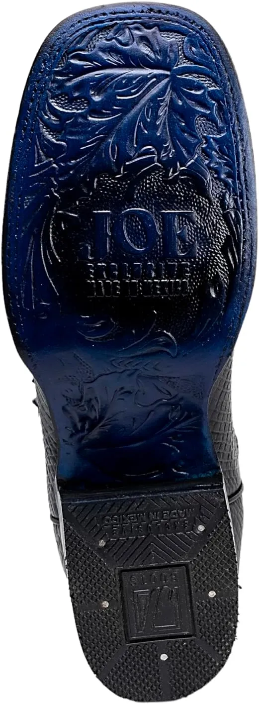 Joe Boots Exotic Python Leather Print Men's Western Boot: Square Toe Cowboy, Rodeo Boots Bi-tone