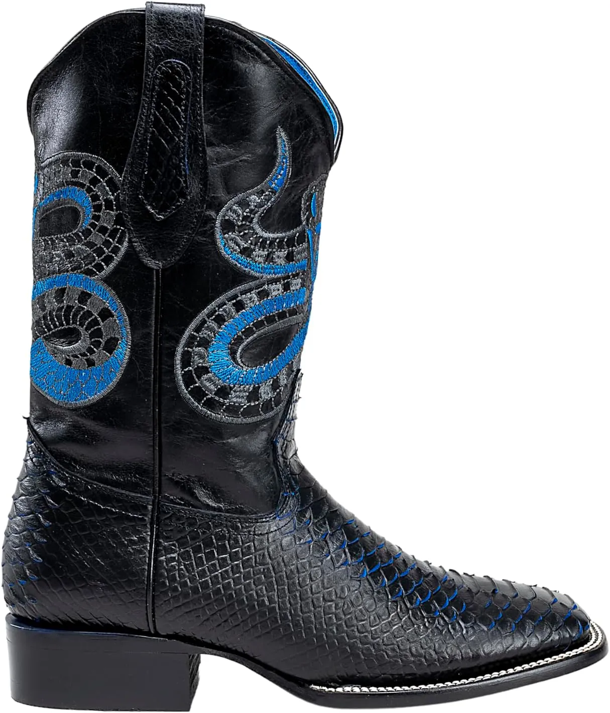 Joe Boots Exotic Python Leather Print Men's Western Boot: Square Toe Cowboy, Rodeo Boots Bi-tone