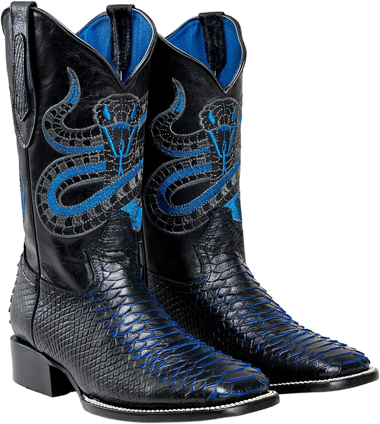 Joe Boots Exotic Python Leather Print Men's Western Boot: Square Toe Cowboy, Rodeo Boots Bi-tone