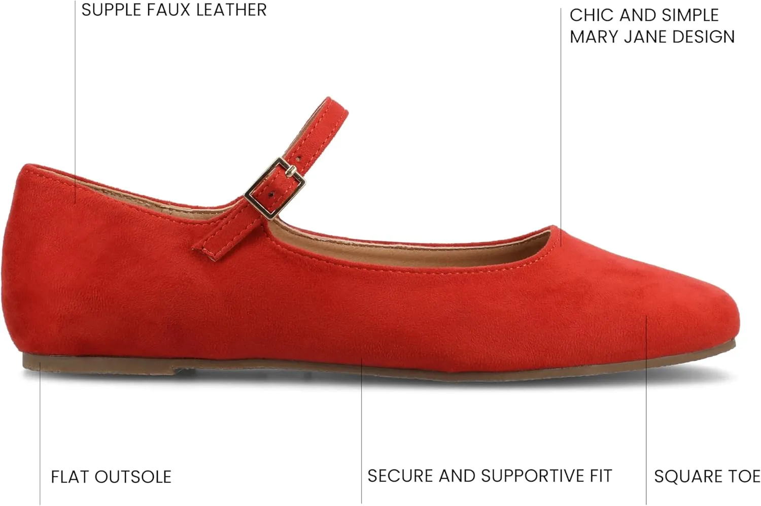 Journee Collection Women's Carrie Buckle Strap Dress Flats