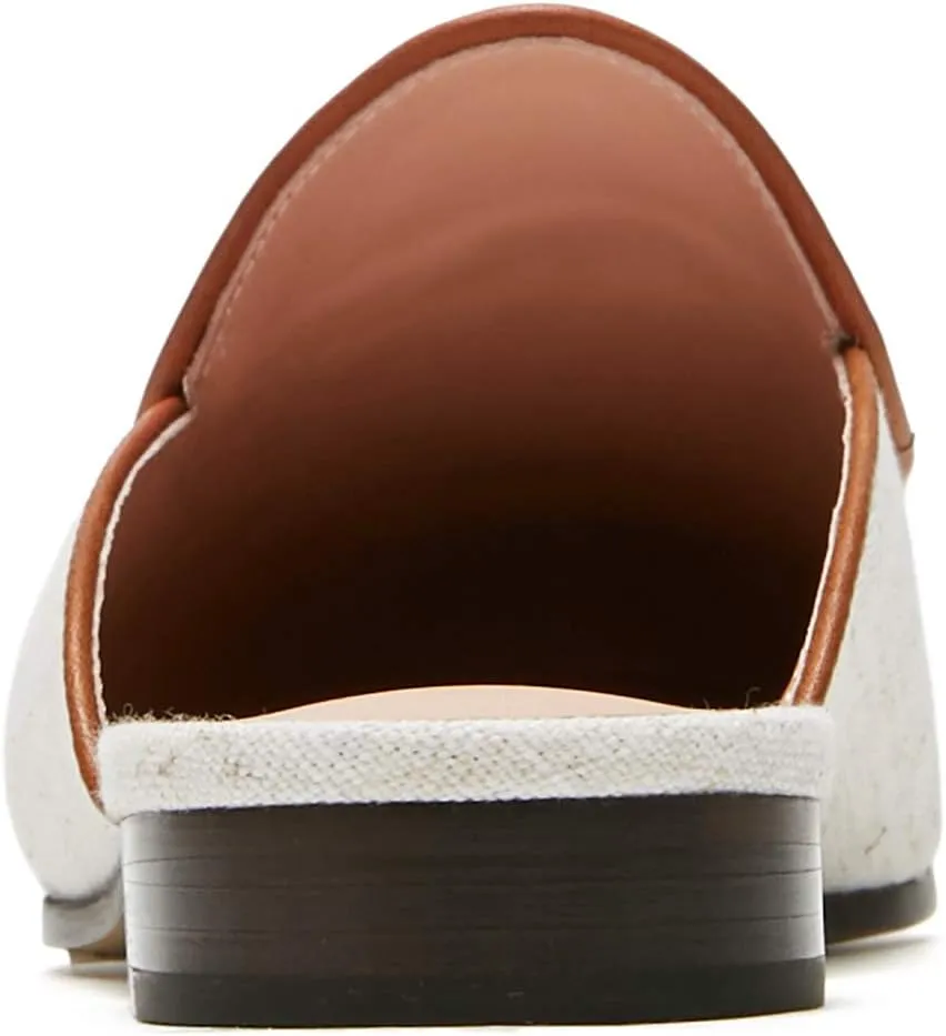 Journey West Women's Mules Flats with Embroidery Belgian Loafers Slip on Slippers for Women