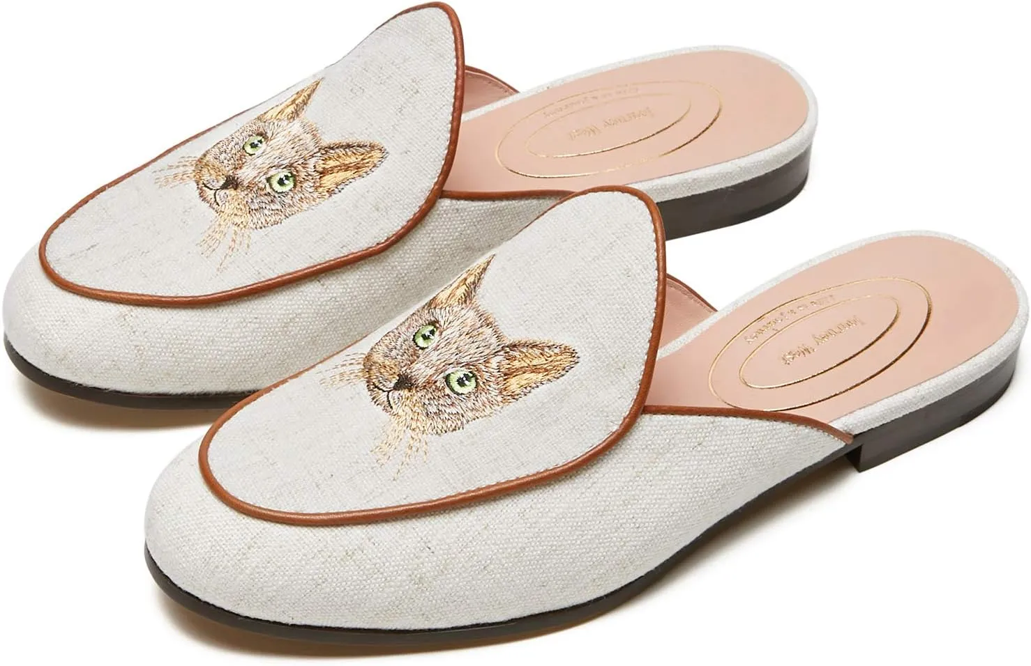 Journey West Women's Mules Flats with Embroidery Belgian Loafers Slip on Slippers for Women